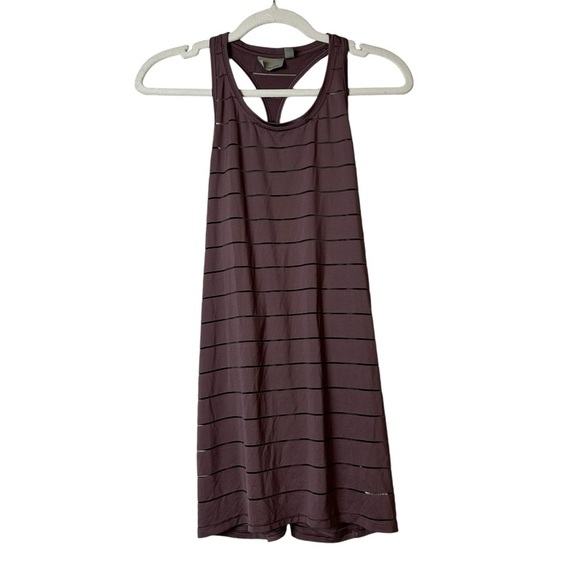 Athleta Tank Top Stripe Mesh High Neck Chi Racerback Sleeveless Sz Medium M Tall - Picture 4 of 5